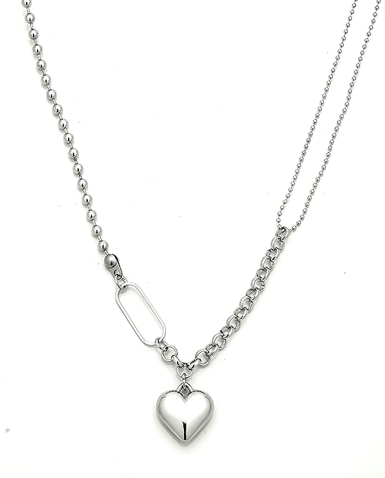 Necklace for Girls & Women - Stylish Double Layered Heart Necklace Pendent With Adjustable 20 inch Stainless Steel Chain For Girls and Women