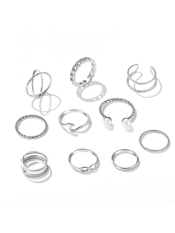 Rings for Women & Girls - 10 Pcs Elegant Crystal Boho Midi Finger Rings Set For Women and Girls …