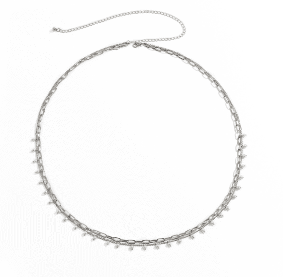 Off-White Elegant Pearl Multi-Layer Adjustable Waist Chain for Girls and Women