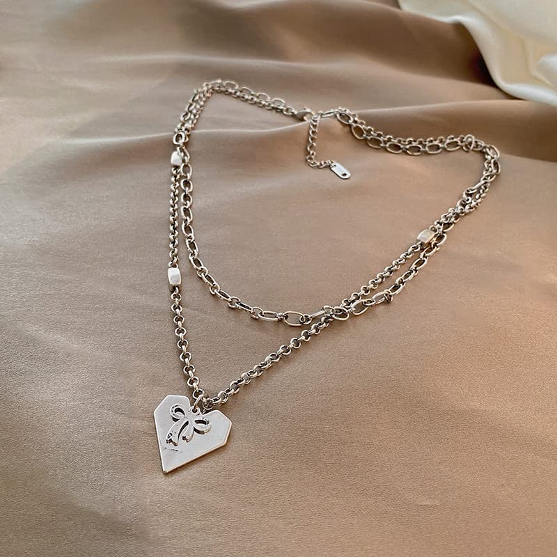Necklace for Girls & Women - Stylish Double Layered Chunky Stainless Steel Necklace Pendent With Adjustable 18 inch Chain For Girls and Women.