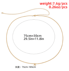 Gold Plated Adjustable Waist Chain With "Dolphin Tail" Pendant for Girls and Women