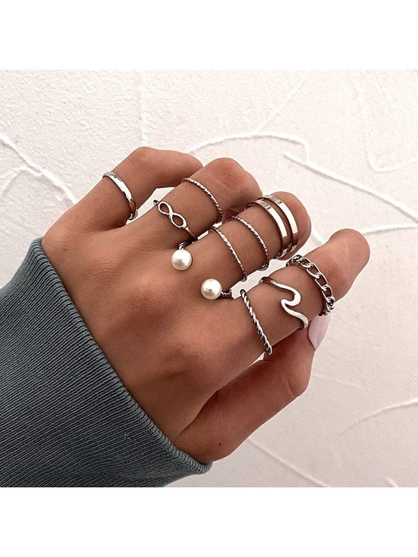 Rings for Women & Girls - 10 Pcs Elegant Crystal Boho Midi Finger Rings Set For Women and Girls …
