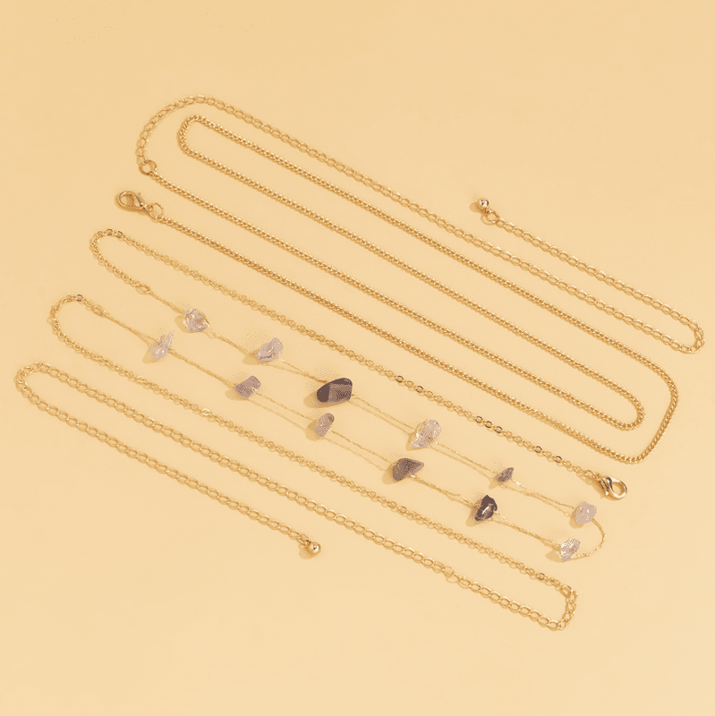 Gold Plated Multi-Layer With Natural Stones Adjustable Waist Chain for Girls and Women