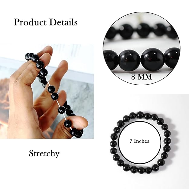 Bracelet- Natural Crystal Stone Round Beads Adjustable Bracelet for Girls and women