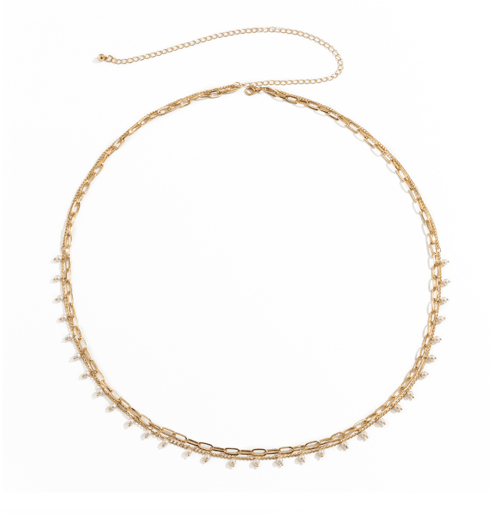 Gold Plated Elegant Pearl Multi-Layer Adjustable Waist Chain for Girls and Women
