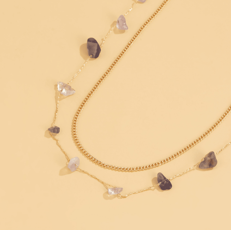 Gold Plated Multi-Layer With Natural Stones Adjustable Waist Chain for Girls and Women
