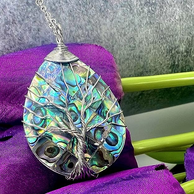 Natural Stone Tear Drop Healing Pendent Necklace - Tree of Life Pendant Necklace - Fashion Necklace Jewellery for Girls