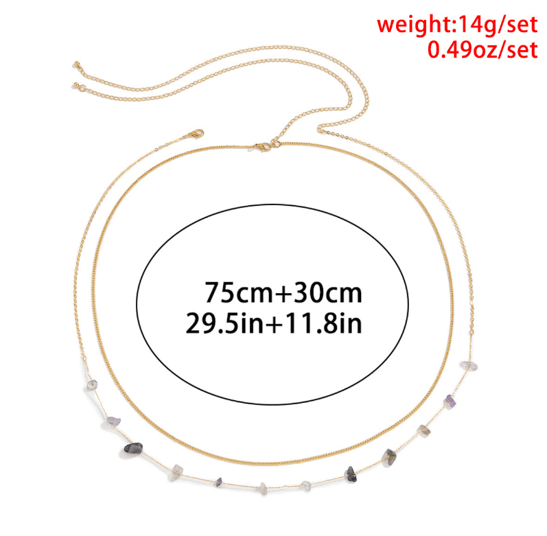 Gold Plated Multi-Layer With Natural Stones Adjustable Waist Chain for Girls and Women