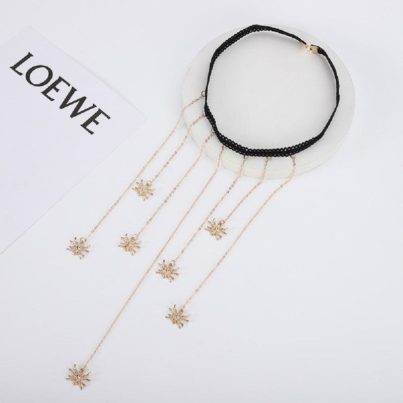 Gold Plated Thigh Leg Chain with Spider Pendant Elastic Band Body Jewellery for Girls and Women