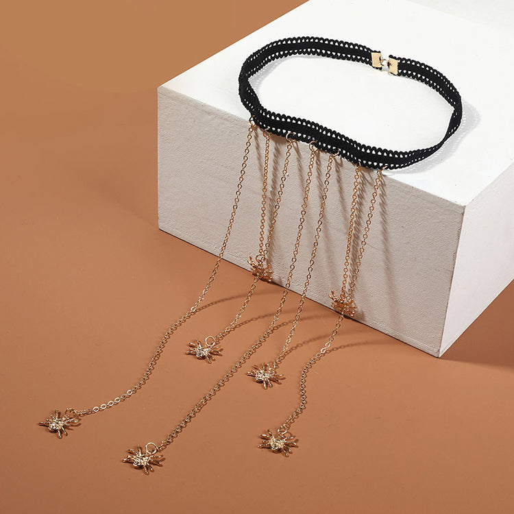 Gold Plated Thigh Leg Chain with Spider Pendant Elastic Band Body Jewellery for Girls and Women