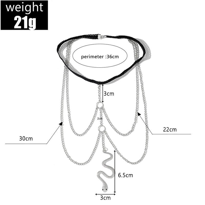Off-White Thigh Leg Chain with Snake Tassel Elastic Band Body Jewellery for Girls and Women