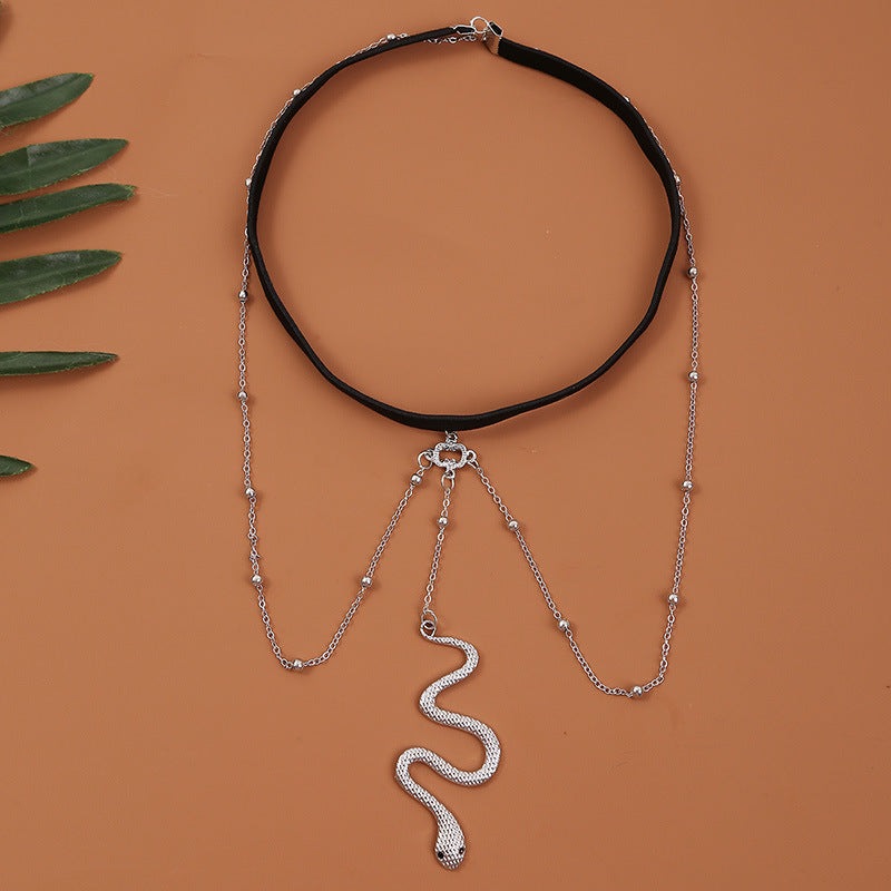 Off-White Thigh Leg Chain with Snake Tassel Elastic Band Body Jewellery for Girls and Women