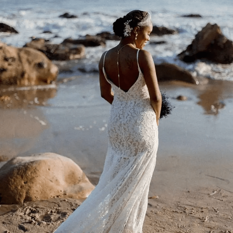 Teardrop Wedding Backdrop Necklace Pearl Back Pendant Bridal Body Chain Sexy Bridal Back Drop Body Chain for Girls and Women.