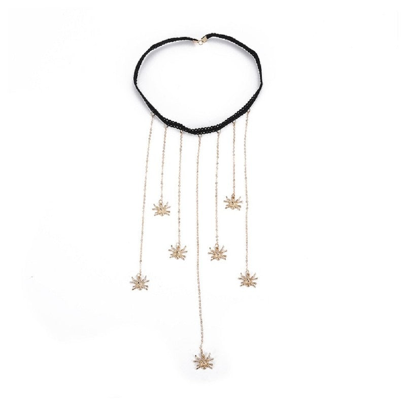 Gold Plated Thigh Leg Chain with Spider Pendant Elastic Band Body Jewellery for Girls and Women