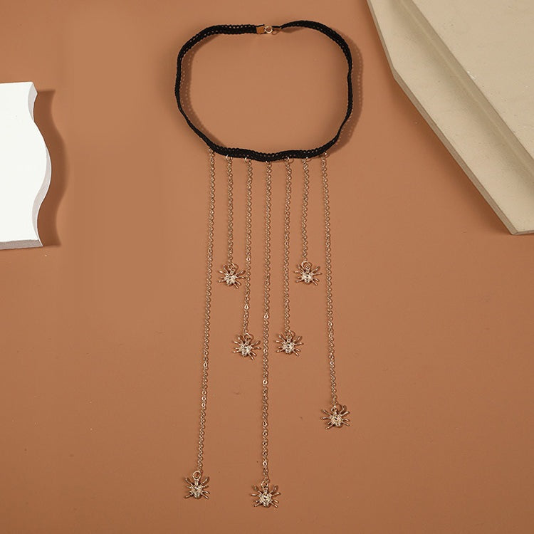 Gold Plated Thigh Leg Chain with Spider Pendant Elastic Band Body Jewellery for Girls and Women