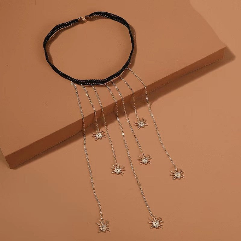 Gold Plated Thigh Leg Chain with Spider Pendant Elastic Band Body Jewellery for Girls and Women