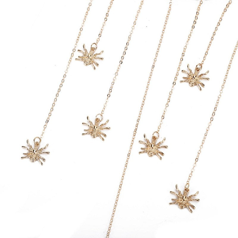 Gold Plated Thigh Leg Chain with Spider Pendant Elastic Band Body Jewellery for Girls and Women