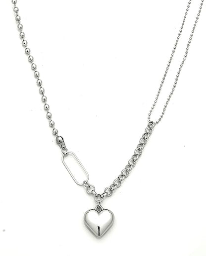 Necklace for Girls & Women - Stylish Double Layered Heart Necklace Pendent With Adjustable 20 inch Stainless Steel Chain For Girls and Women