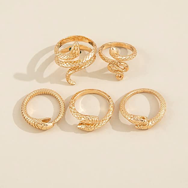 Rings for Women & Girls - 5 pcs. Snake Design Ring Set For Women and Girls …