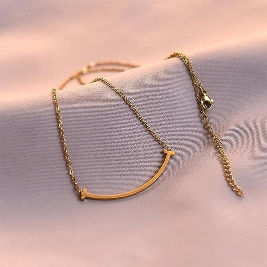 Necklace for Girls & Women - Gold Plated Smile Necklace Pendent With Adjustable 18 inch Chain For Girls and Women.