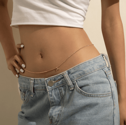 Gold Plated Adjustable Waist Chain With "Dolphin Tail" Pendant for Girls and Women