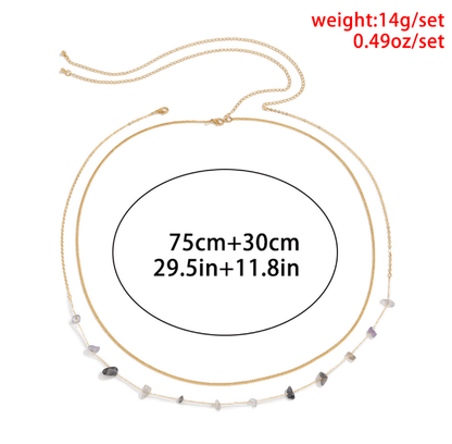 Gold Plated Multi-Layer With Natural Stones Adjustable Waist Chain for Girls and Women
