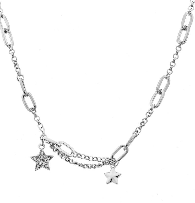 Necklace - Stainless Steel Diamomd Star Shaped Necklace Pendent With Adjustable 16 inch Chain